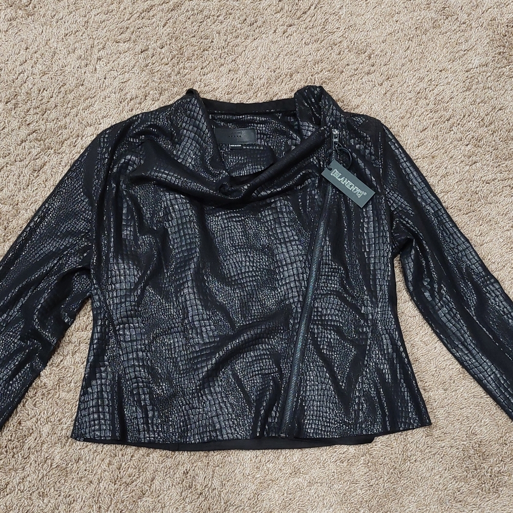 NWT BLANKNYC Irongirl Croc Print Lightweight Moto Jacket - Picture 2 of 14